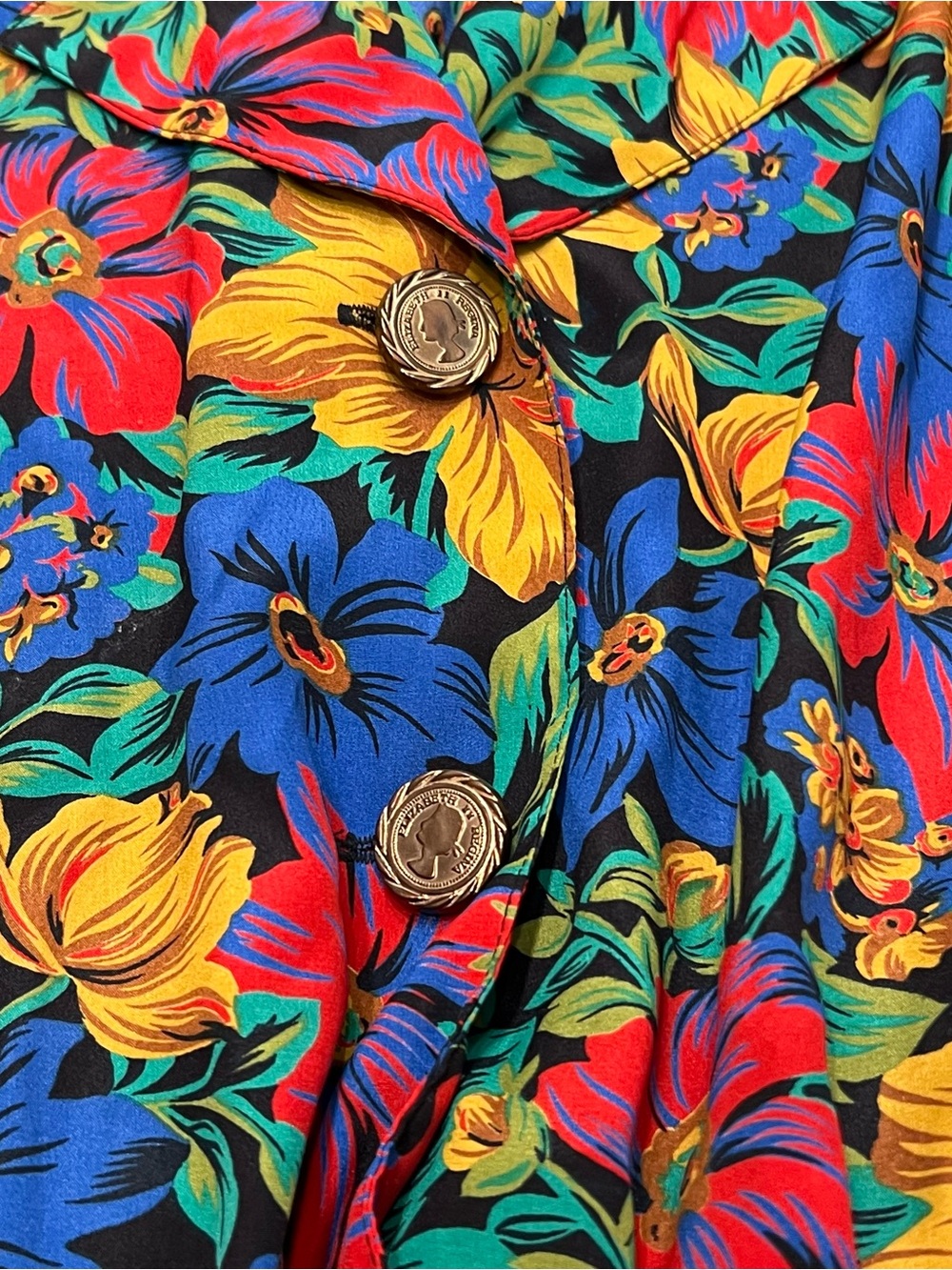 Vintage 80s Chaus Floral Plaid Secretary Dress Sz 10 Maximalist Strong Shoulder - Picture 4 of 10